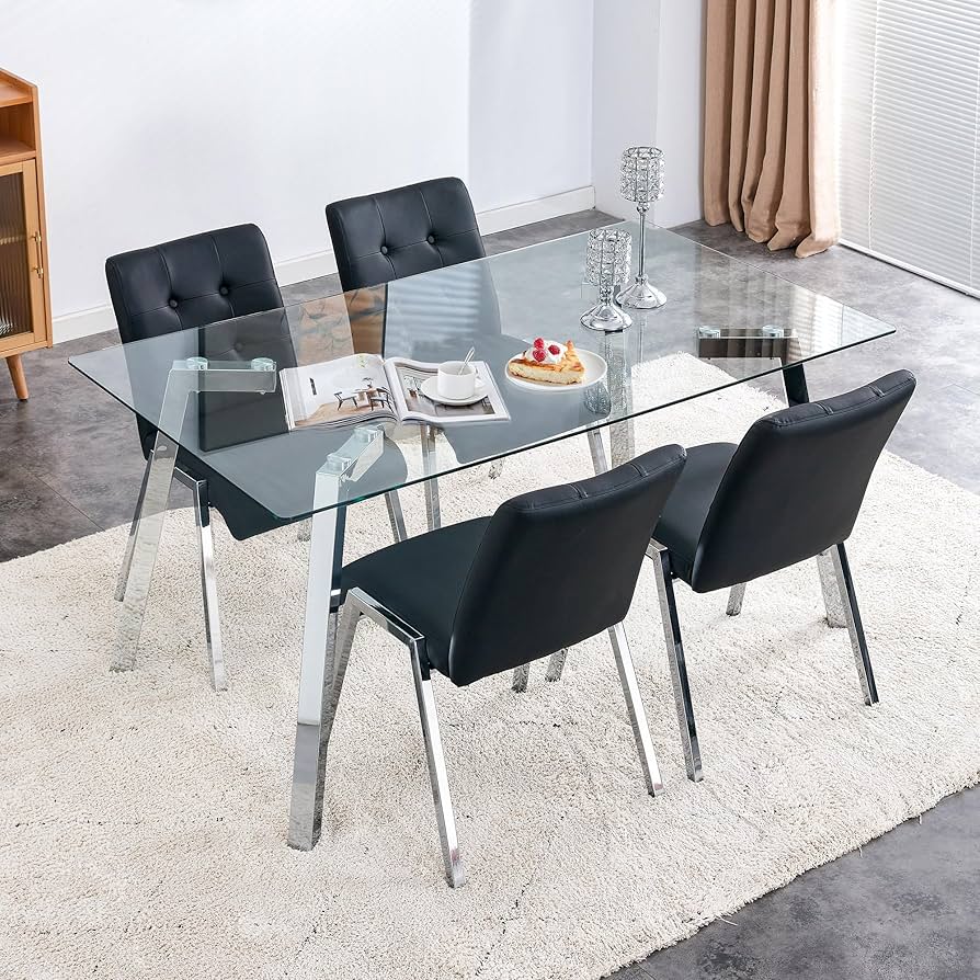 Glass Top Dining Table Set